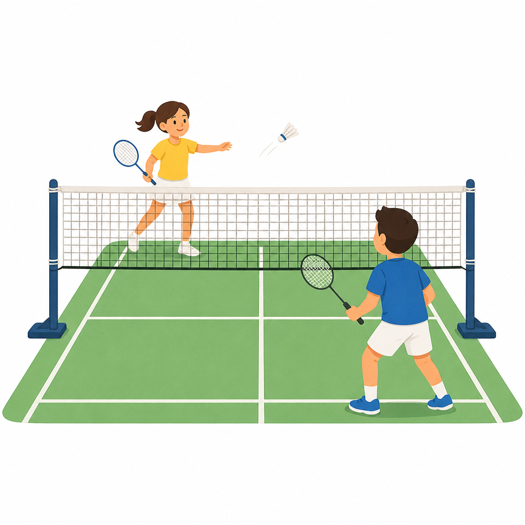 Illustration av badmintonnät
